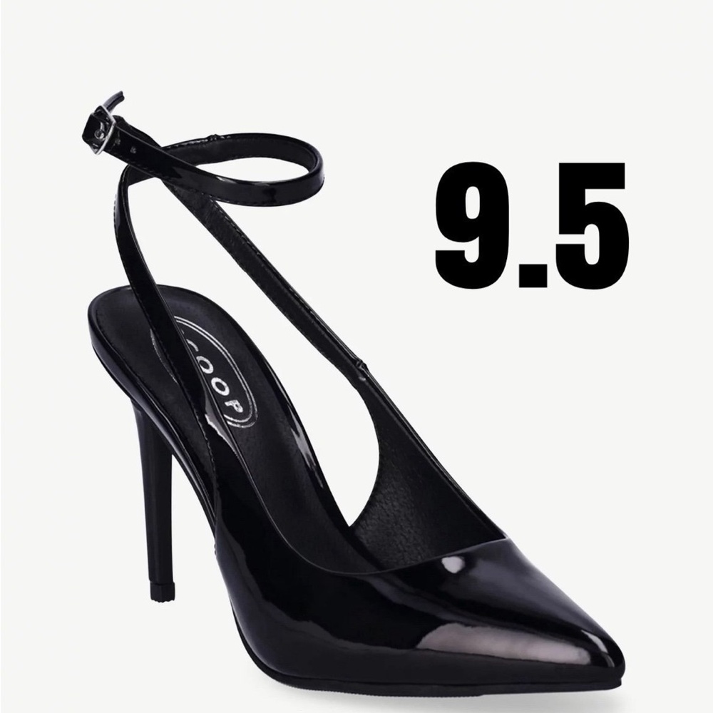 Scope black patent leather slingback stiletto pumps